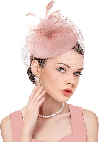 dressfan Fascinator Hat Womens Vintage Wedding Veil Hat 20s Hair Accessories for Kentucky Derby/Wedding/Cocktail/Tea Party in Kuwait