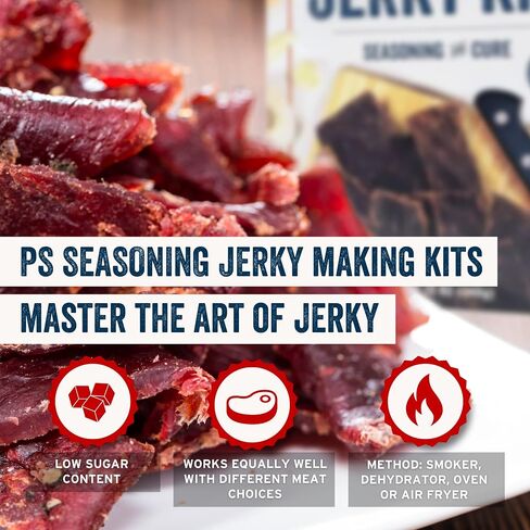 PS Sexiing Sexiing Searky Searky and Cure Kit (Teriyaki) - مجموعة Making Making Peef متشنج الحائزة على جائزة مع مزيج وعلاج التوابل - الفرن ، المدخن ، Dehydrator - رائع لحوم البقر ، الديك الرومي ، لحم الغزال ، لعبة البرية in Saudi Arabia