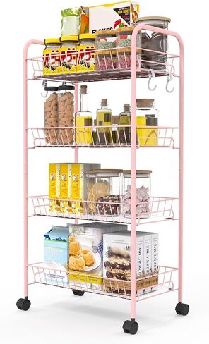 عربة مرافق معدنية من 4 مستويات ، عربة تخزين متعددة الوظائف للمكتب ، غرفة المعيشة ، المطبخ ، الحمام ، عربة منظمات خفيفة الوزن مع عجلات ، أبيض in Kuwait