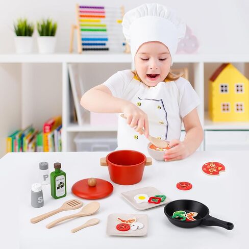 Deli Kids Kitchen Playset, Realistic Wooden Kitchen Playset for Toddlers & Kids with Lights, Sounds & Storage, Ideal Gift for Boys & Girls in Saudi Arabia