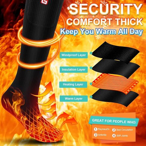 SVPRO Heated Socks for Hunting Men Women Rechargeable Electric Socks with Battery, Washable Heating Socks Foot Warmer Socks for Winter Outdoor Skiing Hiking Riding in Kuwait