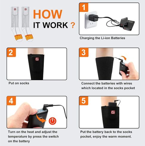 SVPRO Heated Socks for Hunting Men Women Rechargeable Electric Socks with Battery, Washable Heating Socks Foot Warmer Socks for Winter Outdoor Skiing Hiking Riding in Kuwait