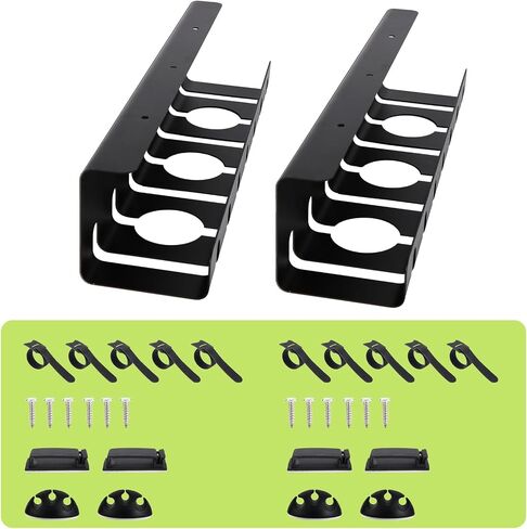 Metal Cable Management Under Desk 2 Pack for Office and Home, Cable Hider, Cord Organizer,Screw Installation Cord Organizer for Desk, with Various Accessories (Black 2 Pack) in Saudi Arabia