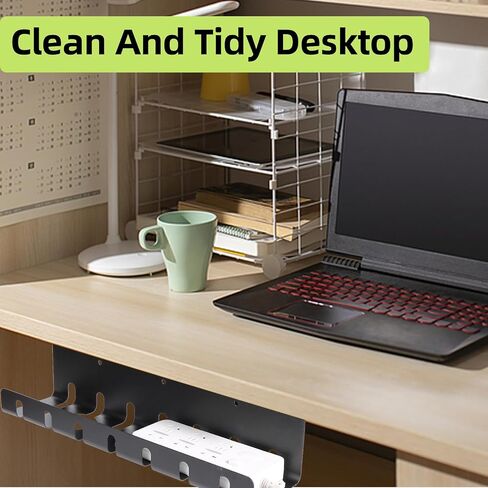 Metal Cable Management Under Desk 2 Pack for Office and Home, Cable Hider, Cord Organizer,Screw Installation Cord Organizer for Desk, with Various Accessories (Black 2 Pack) in Saudi Arabia