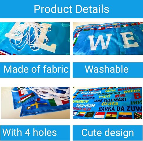 37 Languages International Flag Banner 71 In Enlarged World Flag Banner Welcome Country Flags Banner Backdrop Multicultural Around The World Welcome Sign for Classroom Party Supplies (blue) in Kuwait