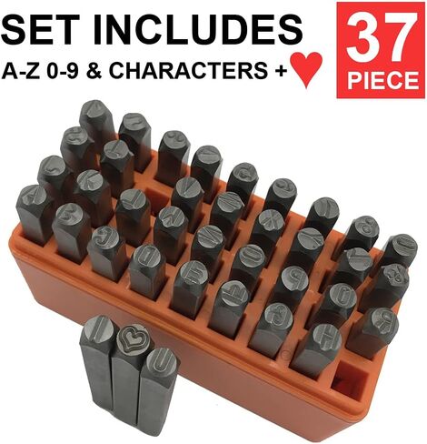 37-Piece Number & Capital Letter Stamp Set (A-Z & 0-9 + Love) Punch Perfect for Imprinting Metal, Plastic, Wood, Leather (6mm) in Saudi Arabia