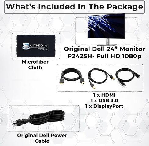 Dell P2425H شاشة مراقبة الكمبيوتر 24 "16: 9 IPS عرض 100 هرتز ث/حامل - 1 سنة ضمان ، كامل HD ، 1920 × 1080 مع سلك الطاقة + كابل Displayport + كابل HDMI + USB 3.0 كبل + قطعة قماش ميكروفيات in Kuwait