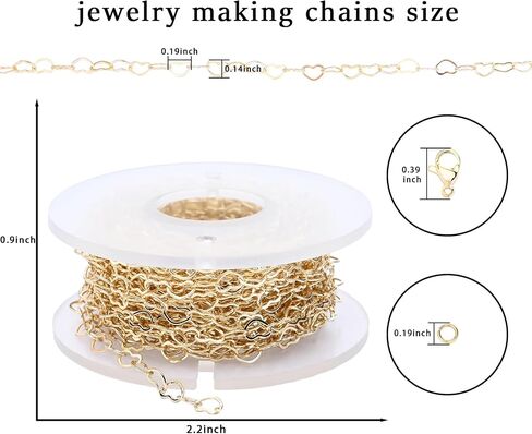 Loprome 16.4 Feet 14K Gold Plated Bead Cable Chains for Jewelry Making, Bulk Link Chains Roll with Lobster Clasps and Jump Rings for Necklace Bracelet Anklet DIY Craft Jewelry Making in Saudi Arabia