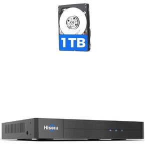 【1TB Hard Driver】 Hiseeu 8 Port 4K PoE Network Video Recorder NVR, Support 4K/2K/8MP/5MP/3MP/1080P PoE Camera, Free Remote Access, Motion Alarm, 24/7 Recording, Smart Playback