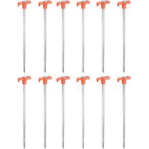 HARFINGTON 10pcs Tent Stakes 9.84" Metal Garden Ground Stakes with Chisel Point End for Tents Gardens Camping Sites Lawns Outdoor Picnics, Orange