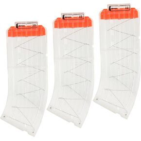 TORMEN 3 Pack Quick Load Magazine, 10 Dart Clips, Compatible with Nerf Elite Magazine Toy Guns (Transparent)
