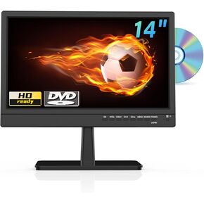 14 Inch TV with DVD Player Built-in, HD Flat Screen Small TV DVD Player Combo w/ATSC Tuner/HDMI/USB/AV/VGA Input, Suitable for Kitchen Bedroom RV Camper