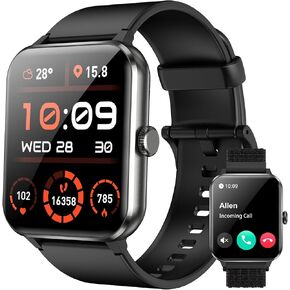 Watch Smart Watch ، 1.85 '' HD Smartwatch للرجال للنساء (الإجابة/إجراء مكالمة) ، ساعة اللياقة مع معدل ضربات القلب/النوم/Spo2/IP68 مقاوم للماء/100+ عداد الخطى ، متعقب النشاط لنظام Android & iOS (2 شريحة)