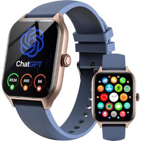 AI ChatGPT Translation Smart Watch, Titanium Alloy IP68 Waterproof，Heart Rate & Sleep Monitor, Fitness Tracker, OLED Display, Multi-Sport Modes, with 144 Real-Time Languages, Blue