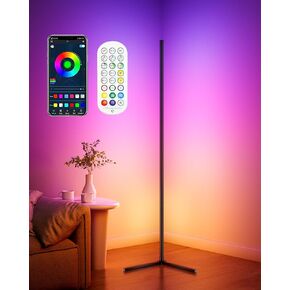 2PCS Corner Floor Lamp, 65" Smart RGB Color Changing LED Floor Lamp with APP and Remote Control, Modern Mood Lighting Corner Lamp with Music Sync, DIY Mode & Timing for Living Room Gaming Room