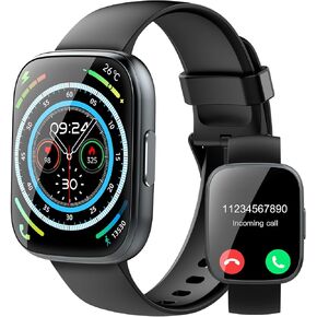 Smart Watch for Men Women Bluetooth Call, 1.95" HD Touch Screen Fitness Watch with Sleep Heart Rate Monitor, 100+ Sports Modes, IP68 Waterproof Activity Trackers for Android iOS, Black