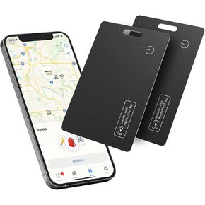 Reyke Wallet Tracker Card, Rechargeable Thin Wallet Finder, Works with Apple Find My (iOS Only), Bluetooth Tracker for Luggage Tags, Passports, Laptop, IP68 Waterproof, 2 Pack