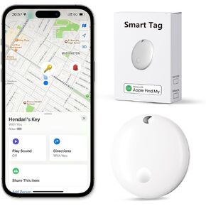 Air Tags, Tracker Item Finder Work with Apple Find My (iOS Only), Tracking Device Locator Smart Tag for Luggage, Keys, Wallet, Bike, Pets, Bags (White, 1 Pack)