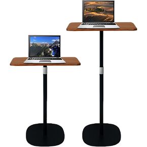 Laptop Floor Stand, Portable Standing Desk 3 Heights Adjustable 18.5“- 47.2“ Stylish Movable Ergonomic Workstation for Home Office Classroom Meeting Room Walnut