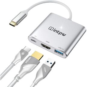 محول USB C إلى HDMI ، محول USB-C Digital AV Multiport ، من النوع C إلى محول HDMI مع HDMI 4K@30Hz ، USB 3.0 5GBPS ، PD 60W شحن ، محول HDMI متوافق مع MacBook Pro Air 2022/2021/2020