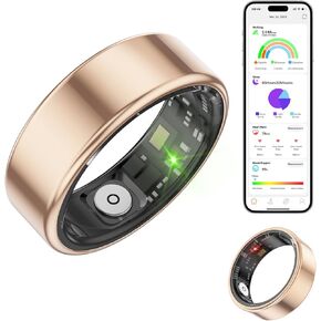 Smart Ring Sleep Tracker,Fitness Tracker with Heart Rate/Blood Oxygen/Activity Monitoring/Air Gestures/Remote Photograph,IP68 Waterproof Suit for iOS/Android (Silver, 7)