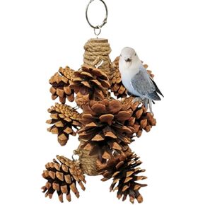 Parrot Toys Natural Pine Cones Bird Chew Toys Hanging Chewing Sticks Toys Bird Cage Toys for Conures Parakeets Cockatoo Cockatiel (with 18 Pinecones)