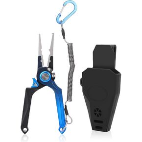 Saltwater Fishing Pliers, Pliers Saltwater Braid with Split Ring, Fish Hook Remover, Saltwater Corrosion Resistant Coated Fishing Tool, Fishing Gear Gifts for Men