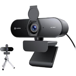4K Webcam for PC with Tripod, PDAF Autofocus, 1080P@60FPS, 79° FOV, Low Distortion, 2 Noise Reduction Mics, Privacy Cover, Plug&Play, PC Camera for Skype, Teams, Zoom, NewEye 62 Kit
