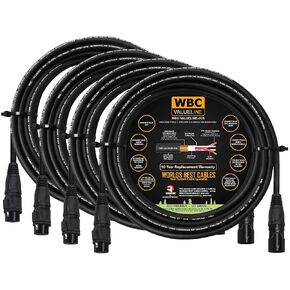 WBC-VALUELINE-2CS (22 AWG) - 4 Units - 10 Foot–Low-Capacitance Shielded Balanced Flexible Microphone, Active-Speaker & Interconnect Cables with Neutrik-Rean IP65 Rated Gold XLR Connectors