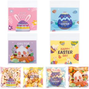 Valentines Treat Bags, 100 PCS Valentiens Cellophane Treat Bags, Valetines Candy Bags, Self Adhesive Plastic Valetine Gift Bags Cookie Bags Goodie Bags for Valentine's Day Holiday Party Favor Supplies in Kuwait