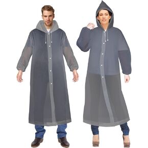 R2Depot Rain Coats for Adults Reusable - 2 Pack EVA Waterproof Rain Ponchos with Hood for Men Women