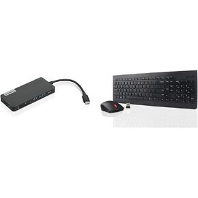 Lenovo USB-C 7-in-1 Hub & 510 اللوحة اللاسلكية والسرد اللوحة والماوس ، مستقبل 2.4 جيجاهرتز Nano USB ، الحجم الكامل ، تصميم مفتاح الجزيرة ، اليد اليسرى أو اليمنى ، 1200 نقطة في البوصة الماوس ، GX30N81775 ، أسود