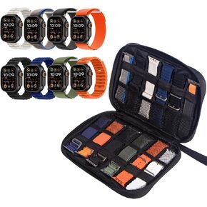 omee 12 Watch Band Organizer, Watch Band Carrying Case Portable for Watches and Watch Band, Fit for Most Sizes of Watch Straps 12 Pieces, Compatible with Apple Watch Band Storage, Bag Only(Black)
