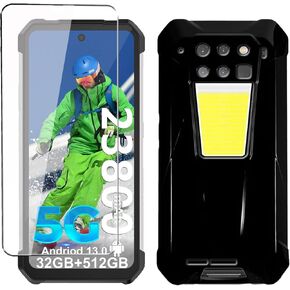 Case for Unihertz 8849 Tank 3 Pro Phone case with Tempered Glass Screen Protector,Silicone Soft Flexible Bumper Shockproof TPU Protective Cover-Black