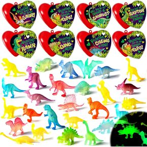 JOYIN 28 Pack Valentine Day Toys for Kids, Dinosaur Toys Figures Filled Hearts with Valentine Cards for Kids Classroom Exchange Party Favors, School Gift Exchange, Game Prizes Carnivals Gift