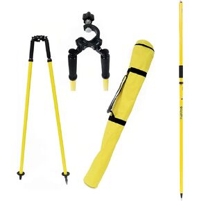 AdirPro Aluminum GPS Rover Rod – 2m 2-Piece Design GPS Pole (Yellow), & Adir Aluminum Bipod with Thumb Screw Head (Yellow) Bundle