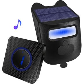 Solar Infrared Sensor Wireless Doorbell,Solar Driveway Alarm, with 1 Solar Wireless Motion Sensor & 1 Plug-in Alarm Receiver Doorbell