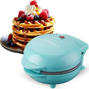 Ceramic Nonstick Mini Snack Waffle Maker, 4" Mold, Quick Heat for Crispy Waffles, French Toast, Tuna Melt, Egg & Grilled Cheese, Sandwiches for Kids & Family, Just Add Batter (Red)