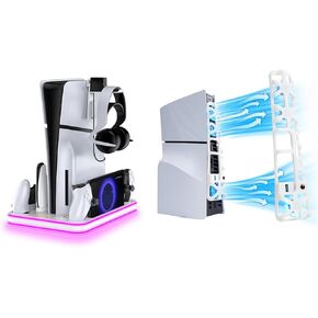 DARCGER DOCK متوافق مع PS PORTAL و PS5 ، مروحة التبريد لـ PS5 SLIM
