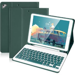 SOPPY Keyboard Case for iPad 9.7 inch,Detachable Bluetooth Keyboard for iPad 6th Generation,iPad 5th Generation,iPad Pro 9.7 inch,iPad Air 2/1,Built-in Pencil Slot-Dark Green-US