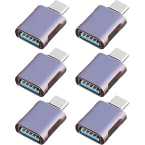 6 Pack Up to 10Gbps/120W Usbc to USB Adapter,USA to USB-c adopters,U sb to USB C Connector,Type C Male to a Female Adapter for Charger,Phone 15/16, PC, Laptop, Tablet, Keyboard etc, Navy Blue