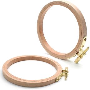 Murtenze 5" Embroidery Hoop Round Beech Wood Cross Stitch Hoop, Hand Embroidery and Cross-Stitch Tools for DIY Embroidery Floss Starter of Sewing Art Kits Crafts(2 Pack)