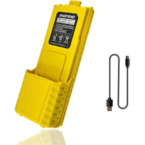 BAOFENG UV-5R Radio Battery Extended 3800mAh USB-C Charging Yellow Replacement for BF-F8HP New Version for BF-F8 Rechargeable Bl-5 Two Way Radio Battery with Type-c Cable
