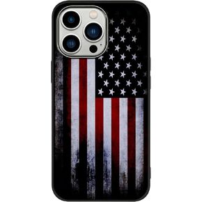 Tnarru Compatible with iPhone 13 Pro Case American Flag Pattern Hard PC Back and Soft TPU Sides Scratchproof Shockproof Protective Case for iPhone 13 Pro -Black