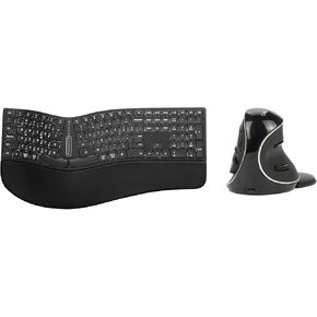 DeLUX Full Size Backlit Wireless Thin Ergonomic Split Keyboard and Vertical Mouse Combo