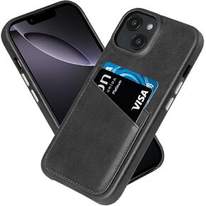 Luckycoin Genuine Weather Wallet Phone Case for iPhone 14 Plus ، محفظة الهاتف مع حامل بطاقة ائتمان 2 ، متوافق مع iPhone 14 Plus ، زر الواقي المعدني الواقي تان in Kuwait