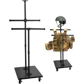 Body Armor Stand,Two Bracket Tactical Gear Stand,Heavy Duty Police Gear Rack,Home Organizer Police Gear Stand (Black)