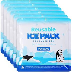 6 Pack Reusable Ice Packs for Lunch Boxes - 7x7 Inch Long-Lasting Freezer Packs, BPA-Free Gel & Leakproof Design Cold Packs for Cooler, Camping, Travel