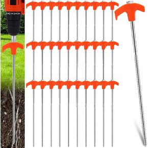 Zonon 30 Pack Screw in Tent Stakes 8 Int و 12 incly كل 15 حزمة مختصرات شاقة المخيمات المعدنية مسامير أرضية مرساة ربط خيمة ملولبة للحديقة في الهواء الطلق أراضي العشبة (برتقالية)