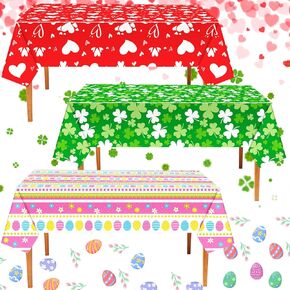 Oudain 3 PCS St Patrick's Day tableoth plastic 54 x108 بوصة يمكن التخلص منها تغطية طاولة البرسيم الغلاف